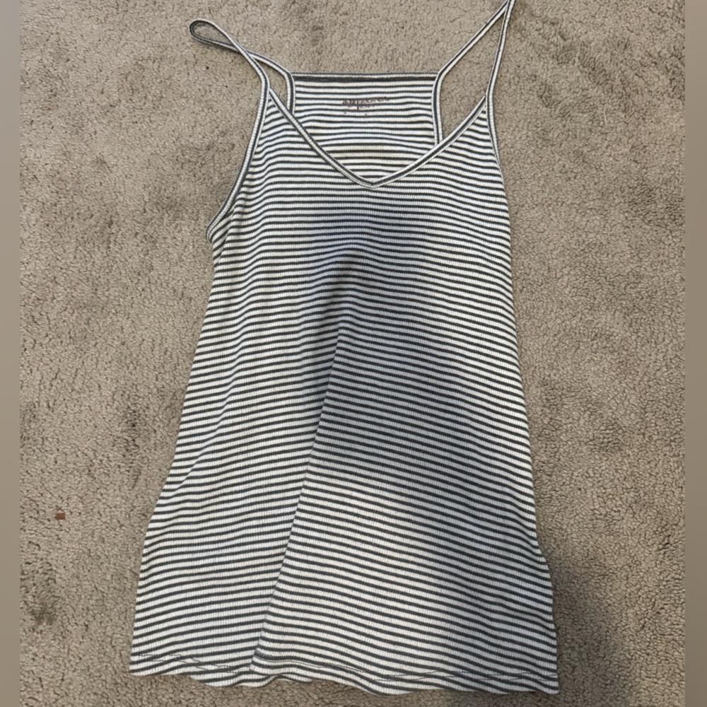 Arizona Jean Company Black and White Striped Tank Top